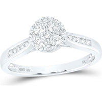 10K Yellow Gold Round Diamond Cluster Ring - 1/2 Carat Total Diamond Weight