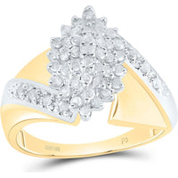 10K Yellow Gold Round Diamond Cluster Ring - 1/2 Carat Total Diamond Weight