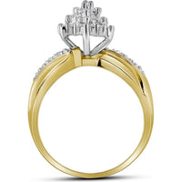 10K Yellow Gold Round Diamond Cluster Ring - 1/2 Carat Total Diamond Weight