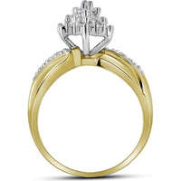 10K Yellow Gold Round Diamond Cluster Ring - 1/2 Carat Total Diamond Weight