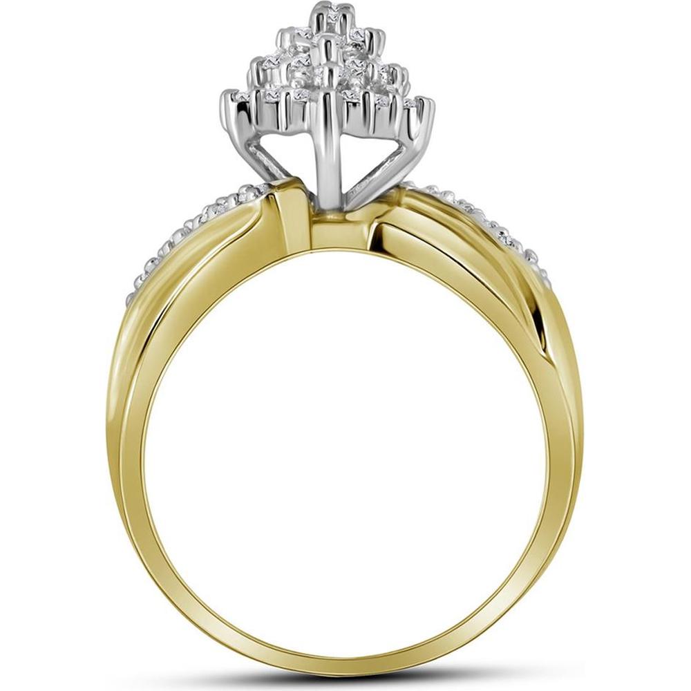 10K Yellow Gold Round Diamond Cluster Ring - 1/2 Carat Total Diamond Weight
