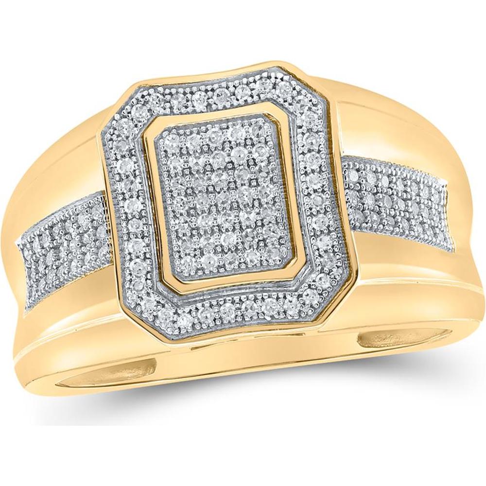 10K Yellow Gold Round Diamond Cluster Ring - 1/3 Carat Total Diamond Weight