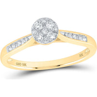 10K Yellow Gold Round Diamond Cluster Ring - 1/4 Carat Total Diamond Weight