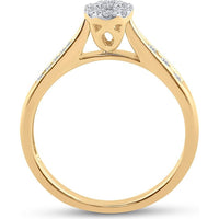 10K Yellow Gold Round Diamond Cluster Ring - 1/4 Carat Total Diamond Weight