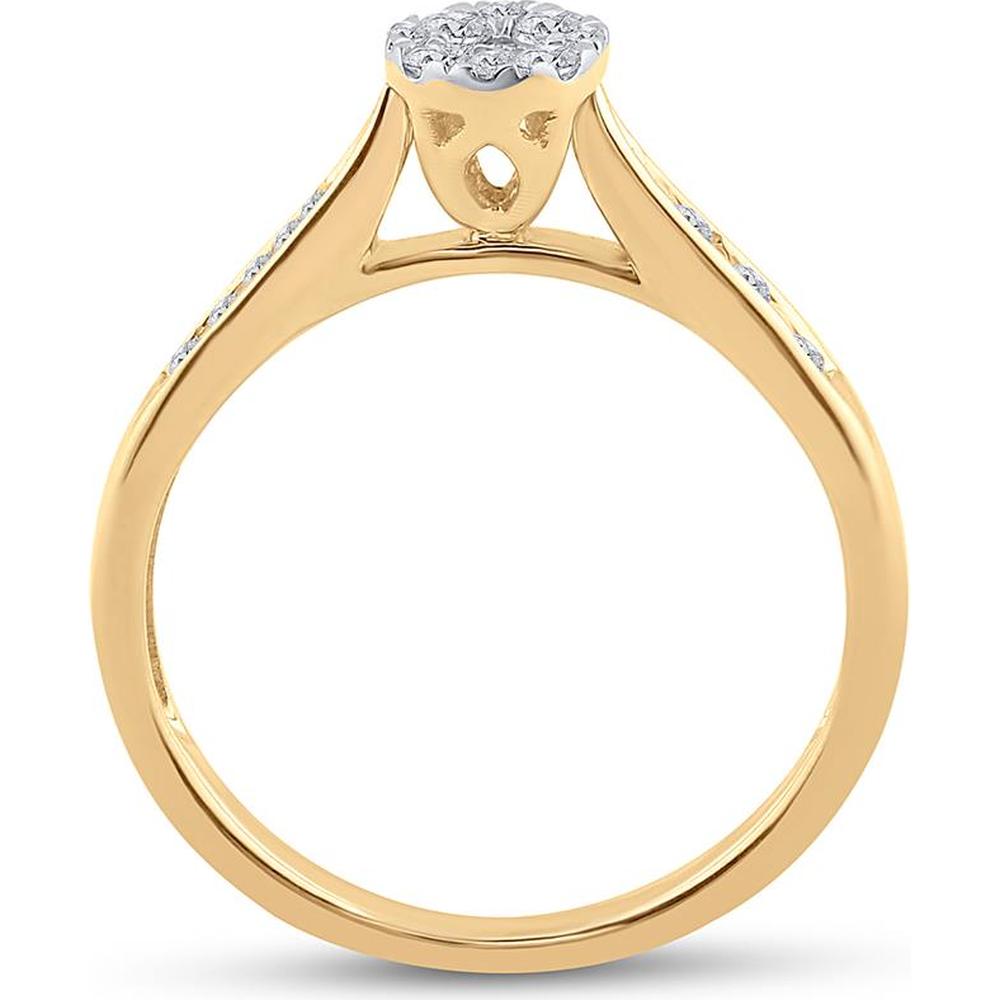 10K Yellow Gold Round Diamond Cluster Ring - 1/4 Carat Total Diamond Weight