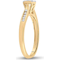 10K Yellow Gold Round Diamond Cluster Ring - 1/4 Carat Total Diamond Weight