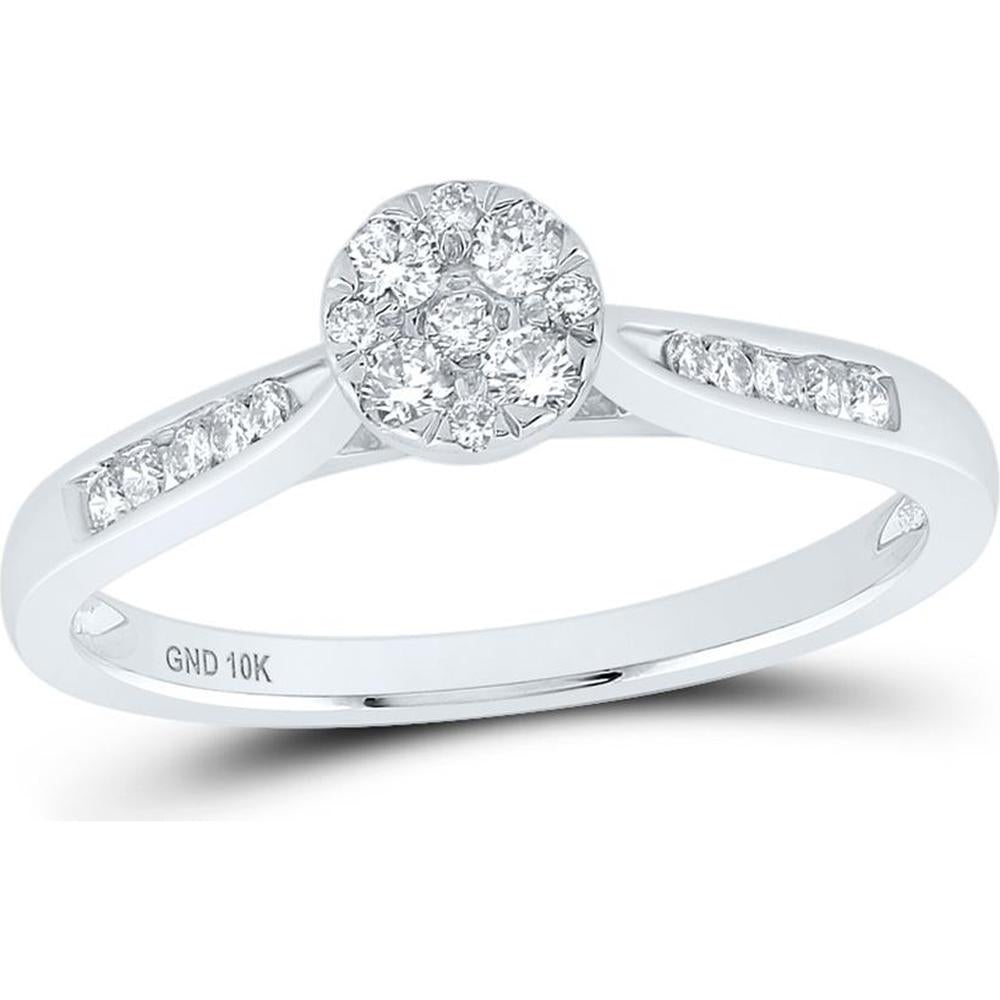 10K Yellow Gold Round Diamond Cluster Ring - 1/4 Carat Total Diamond Weight
