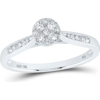 10K Yellow Gold Round Diamond Cluster Ring - 1/4 Carat Total Diamond Weight