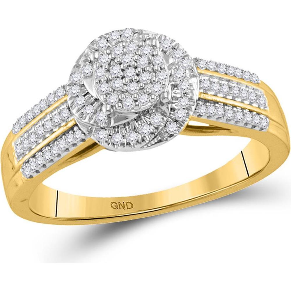 10K Yellow Gold Round Diamond Cluster Ring with 1/4 Carat Total Diamond Weight