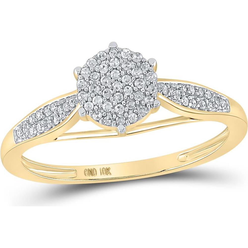 10K Yellow Gold Round Diamond Cluster Ring with Prong-Set Diamonds - 0.19 Carat Total Diamond Weight