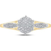 10K Yellow Gold Round Diamond Cluster Ring with Prong-Set Diamonds - 0.19 Carat Total Diamond Weight