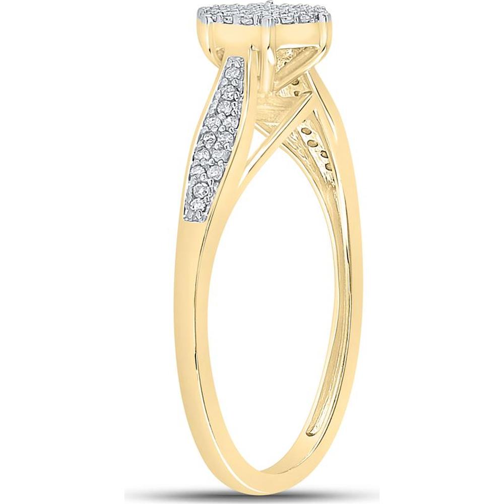 10K Yellow Gold Round Diamond Cluster Ring with Prong-Set Diamonds - 0.19 Carat Total Diamond Weight