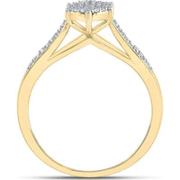 10K Yellow Gold Round Diamond Cluster Ring with Prong-Set Diamonds - 0.19 Carat Total Diamond Weight