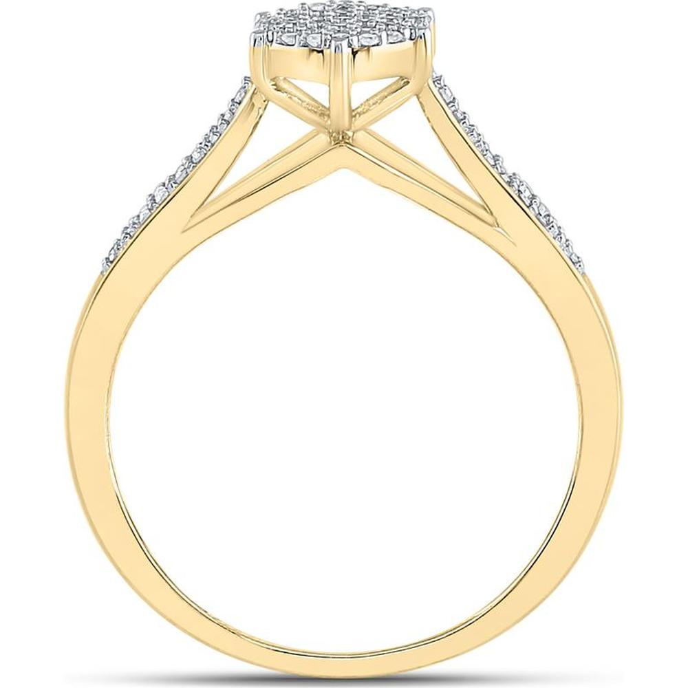 10K Yellow Gold Round Diamond Cluster Ring with Prong-Set Diamonds - 0.19 Carat Total Diamond Weight