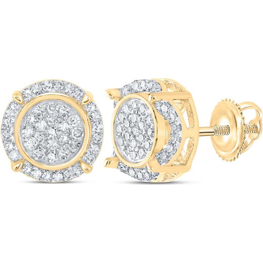 10K Yellow Gold Round Diamond Cluster Stud Earrings - 1/4 Carat Total Diamond Weight