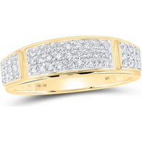 10K Yellow Gold Round Diamond Cluster Wedding Ring Set - 1.38 Carat Total Diamond Weight