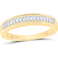 10K Yellow Gold Round Diamond Cluster Wedding Ring Set with Prong Set Diamonds - 0.44 Carat Total Diamond Weight