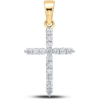 10K Yellow Gold Round Diamond Cross Pendant - 1/2 Carat Total Diamond Weight