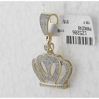 10K Yellow Gold Round Diamond Crown Charm Pendant - 1/2 Carat Total Diamond Weight