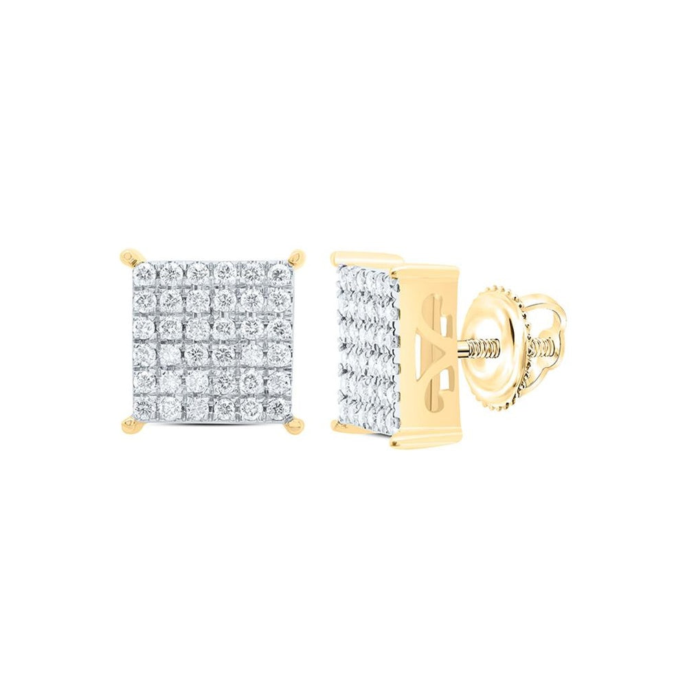 10K Yellow Gold Round Diamond Dangle Earrings - 1/2 Carat Total Diamond Weight