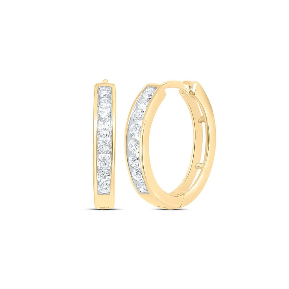 10K Yellow Gold Round Diamond Dangle Earrings - 1/2 Carat Total Diamond Weight