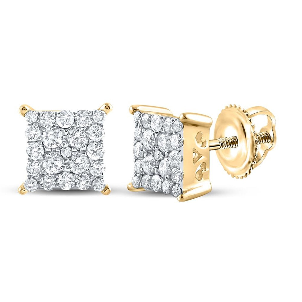 10K Yellow Gold Round Diamond Dangle Earrings - 1/4 Carat Total Diamond Weight