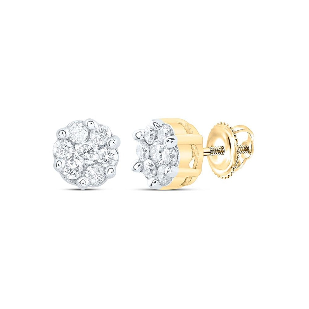 10K Yellow Gold Round Diamond Dangle Earrings - 1/4 Carat Total Diamond Weight