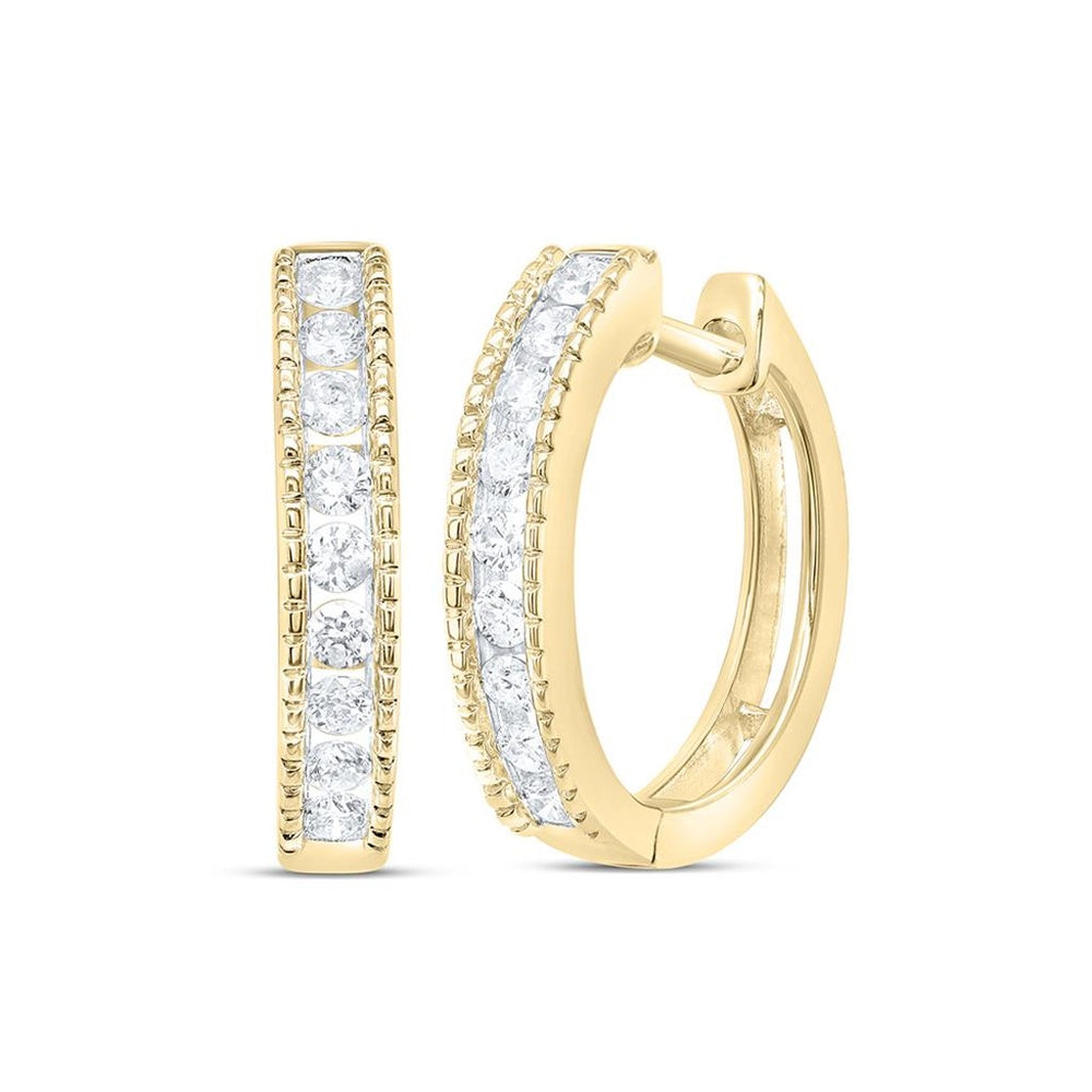 10K Yellow Gold Round Diamond Dangle Earrings - 1/4 Carat Total Diamond Weight