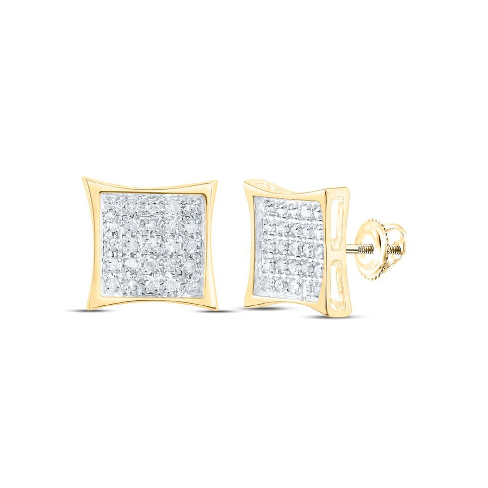 10K Yellow Gold Round Diamond Dangle Earrings - 1/4 Carat Total Diamond Weight