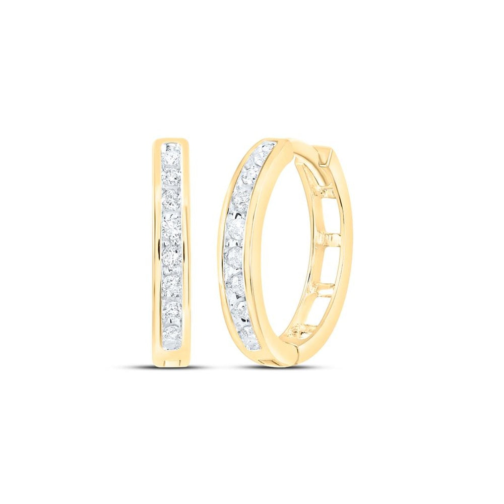 10K Yellow Gold Round Diamond Dangle Earrings - 1/5 Carat Total Diamond Weight