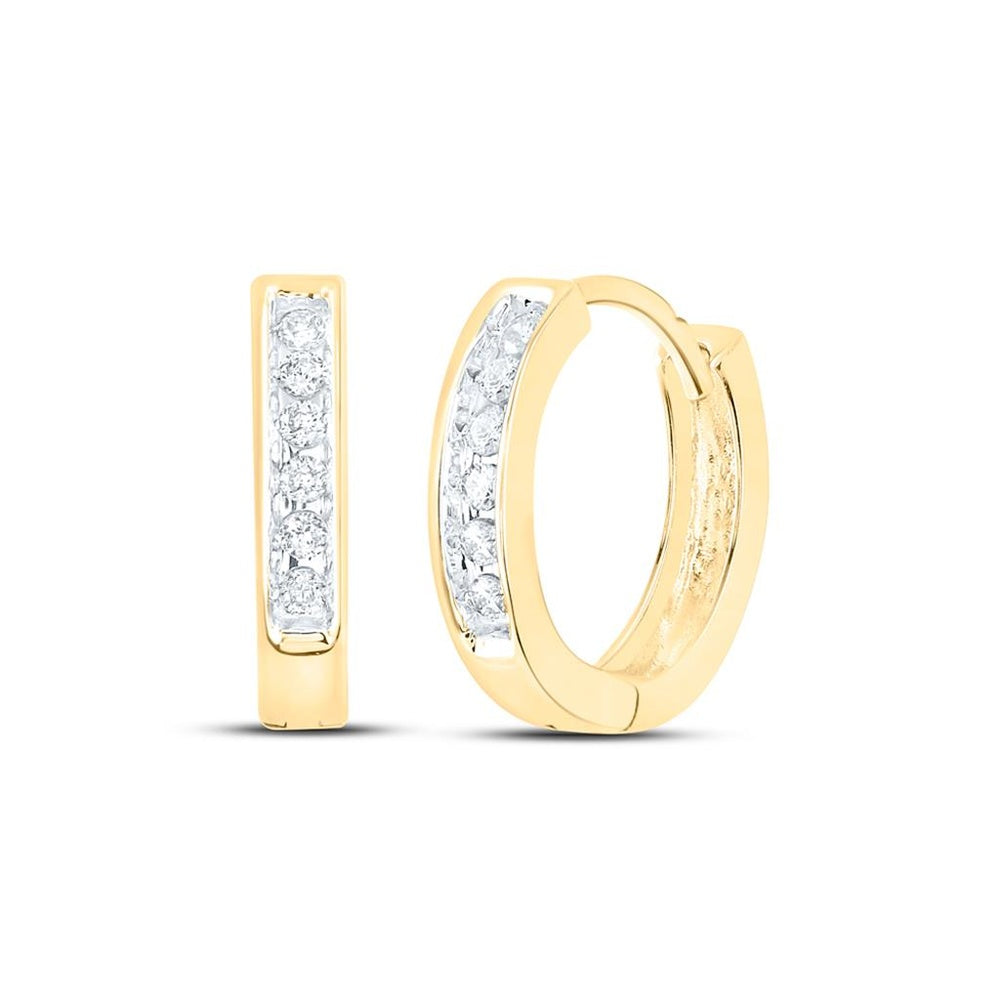 10K Yellow Gold Round Diamond Dangle Earrings - 1/8 Carat Total Diamond Weight