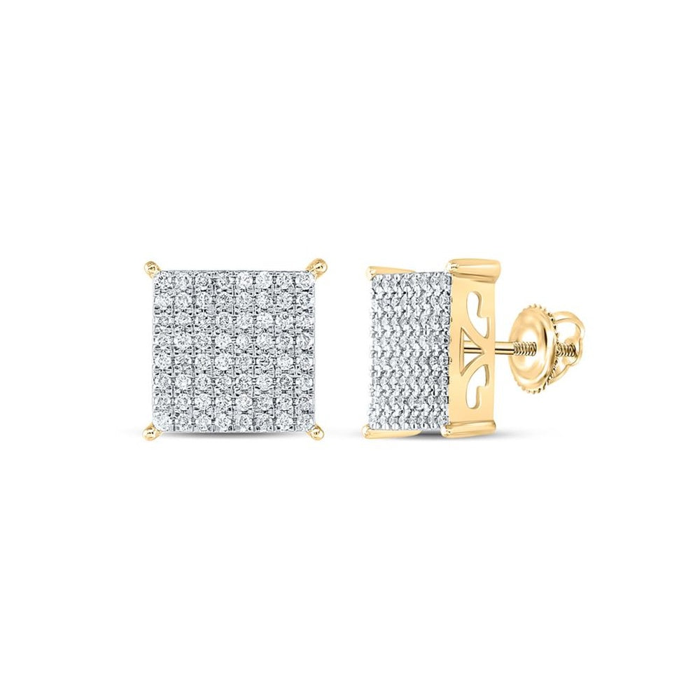 10K Yellow Gold Round Diamond Dangle Earrings - 1 Carat Total Diamond Weight