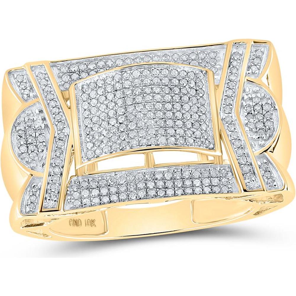 10K Yellow Gold Round Diamond Domed Cluster Ring - 5/8 Carat Total Diamond Weight