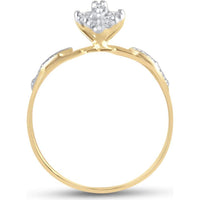 10K Yellow Gold Round Diamond Double Heart Cluster Ring - 1/8 Carat Total Diamond Weight