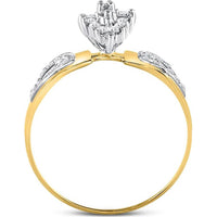 10K Yellow Gold Round Diamond Double Heart Cluster Ring - 1/8 Carat Total Diamond Weight