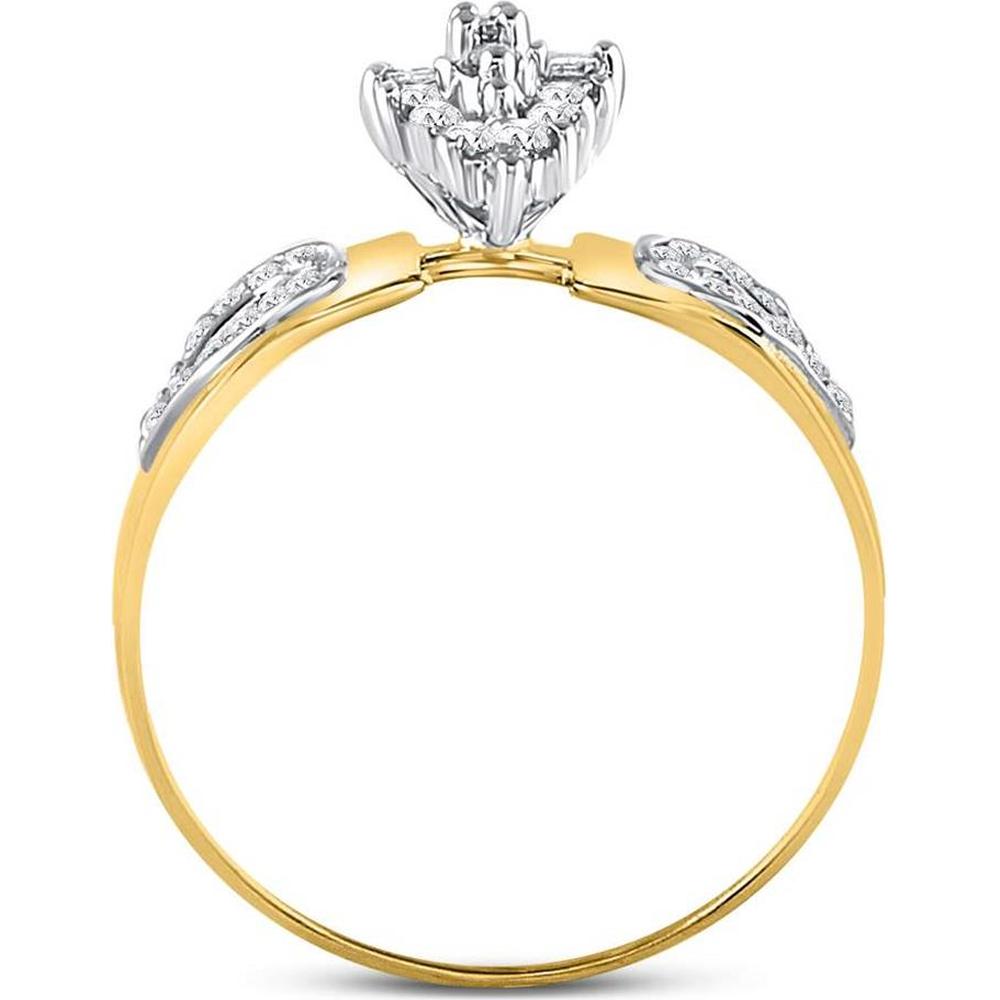 10K Yellow Gold Round Diamond Double Heart Cluster Ring - 1/8 Carat Total Diamond Weight