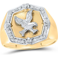 10K Yellow Gold Round Diamond Eagle Cluster Ring with 1/4 Carat Total Diamond Weight