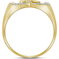 10K Yellow Gold Round Diamond Eagle Cluster Ring with 1/4 Carat Total Diamond Weight