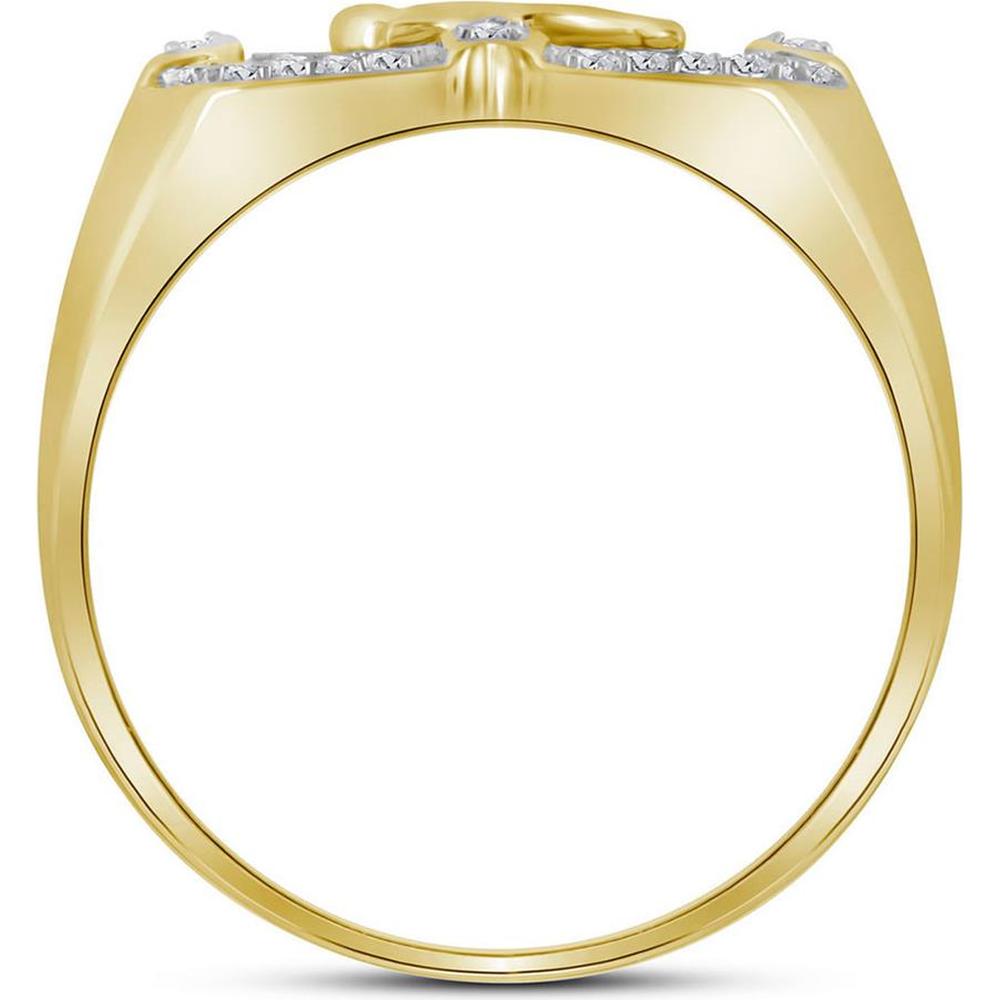 10K Yellow Gold Round Diamond Eagle Cluster Ring with 1/4 Carat Total Diamond Weight