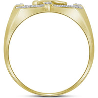 10K Yellow Gold Round Diamond Eagle Cluster Ring with 1/4 Carat Total Diamond Weight