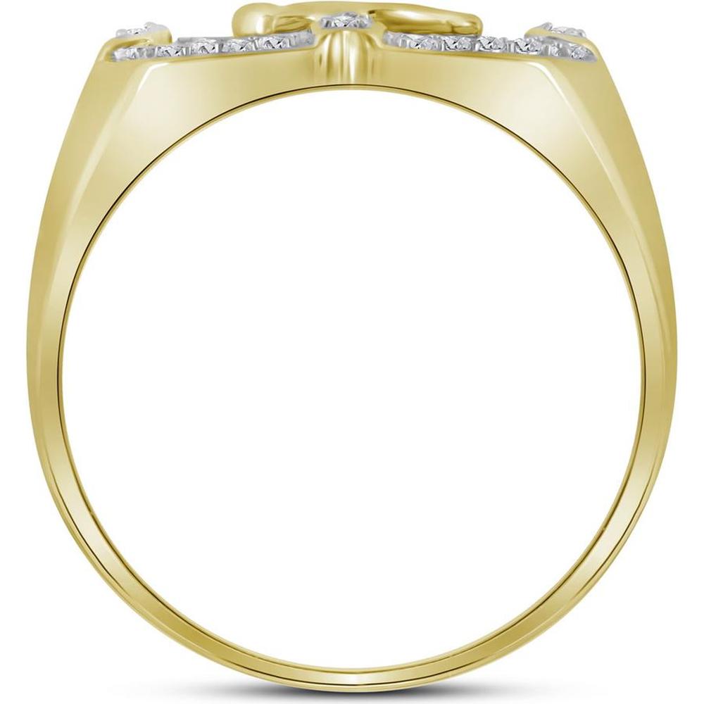 10K Yellow Gold Round Diamond Eagle Cluster Ring with 1/4 Carat Total Diamond Weight