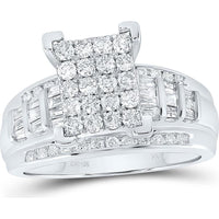 10K Yellow Gold Round Diamond Engagement Ring with Baguette and Round Channel-Set Diamonds - 1.00 Carat Total Diamond Weight