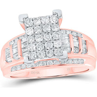 10K Yellow Gold Round Diamond Engagement Ring with Baguette and Round Channel-Set Diamonds - 1.00 Carat Total Diamond Weight