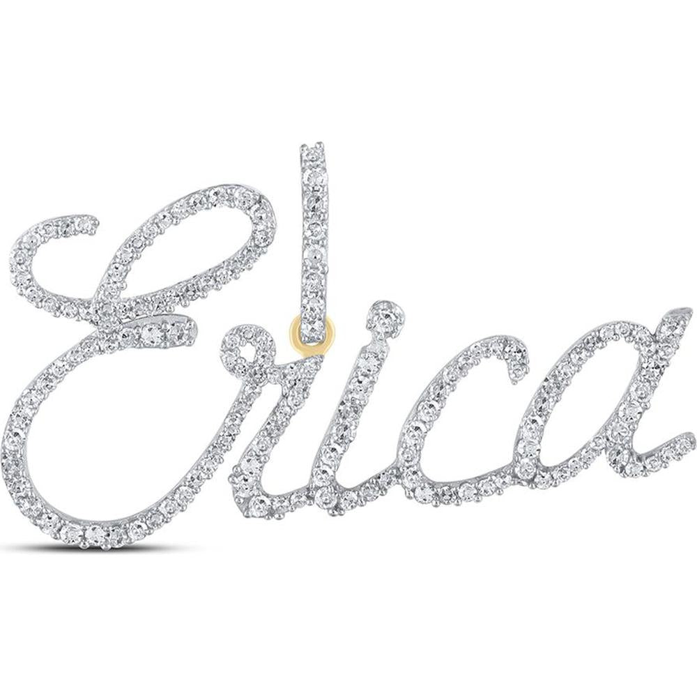 10K Yellow Gold Round Diamond Erica Name Pendant - 5/8 Carat Total Diamond Weight