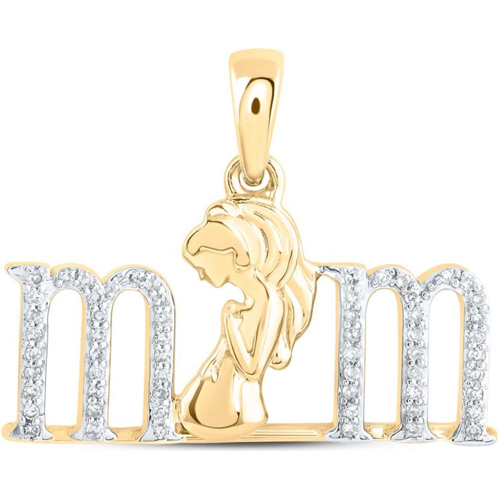 10K Yellow Gold Round Diamond Expecting Mom Pendant - 1/8 Carat Total Diamond Weight