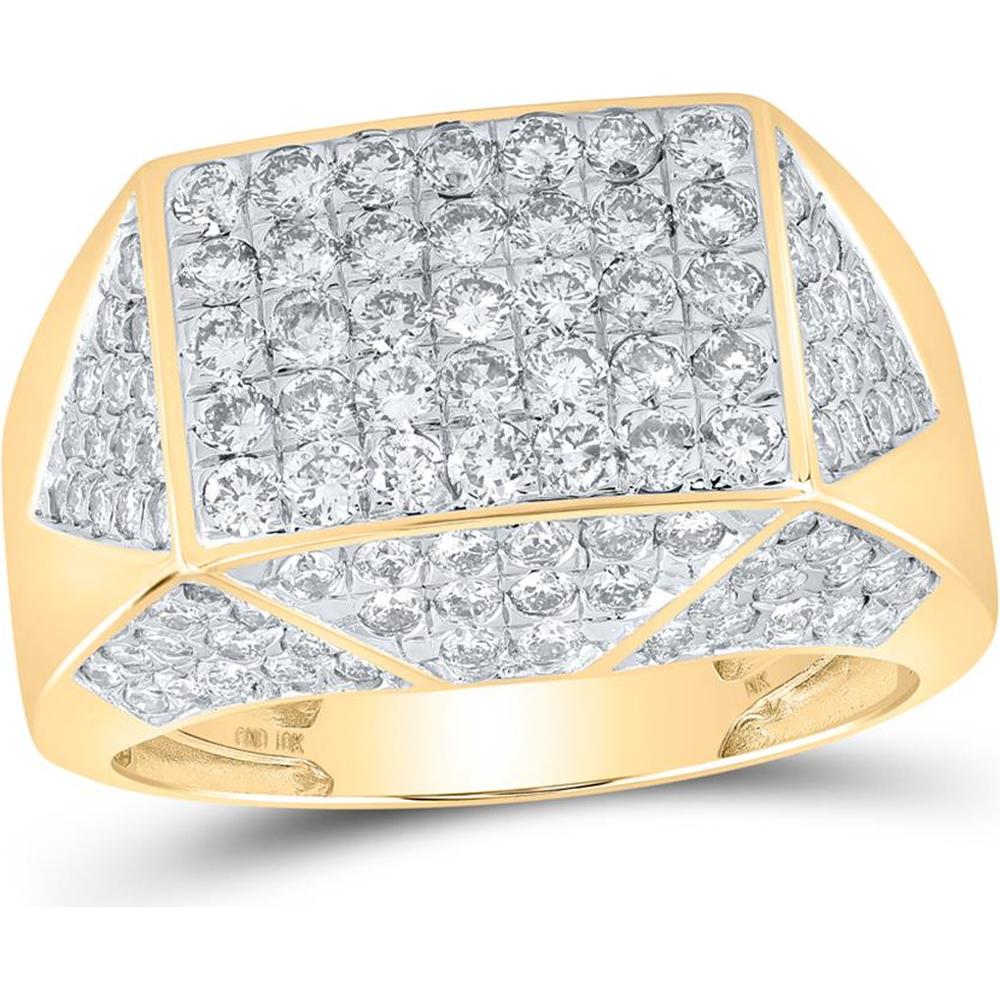 10K Yellow Gold Round Diamond Faceted Band Ring - 2.75 Carat Total Diamond Weight