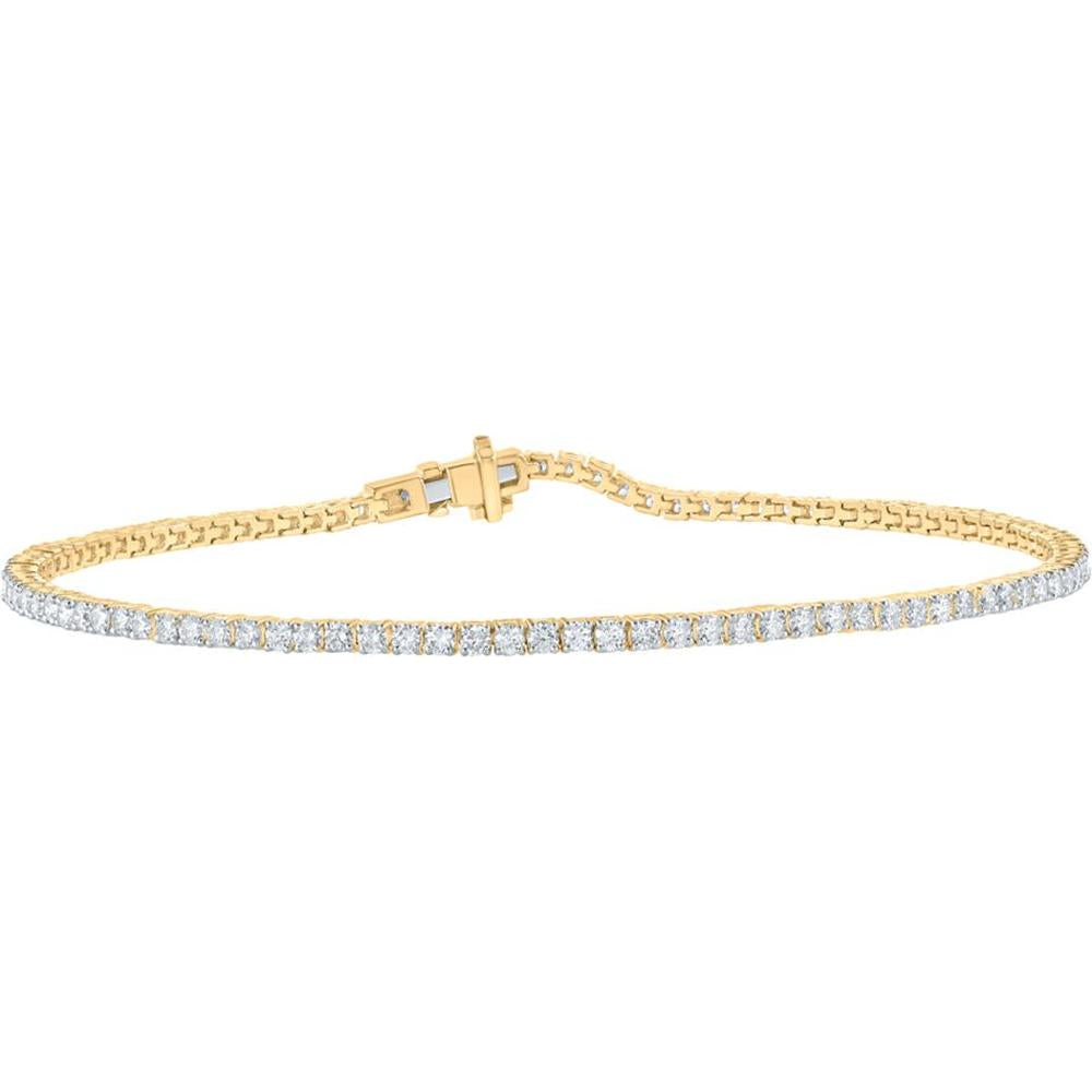 10K Yellow Gold Round Diamond Fashion Bracelet - 2.13 Carat Total Diamond Weight