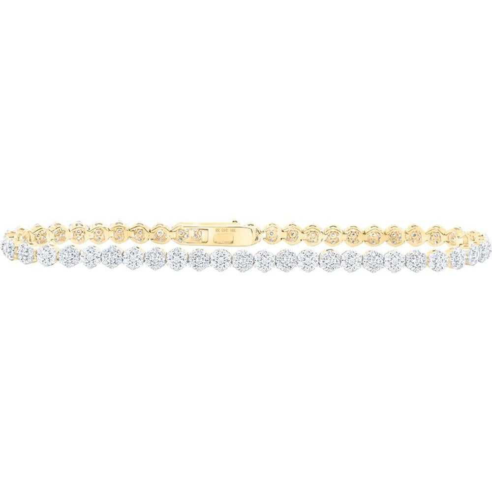 10K Yellow Gold Round Diamond Fashion Bracelet - 2.22 Carat Total Diamond Weight