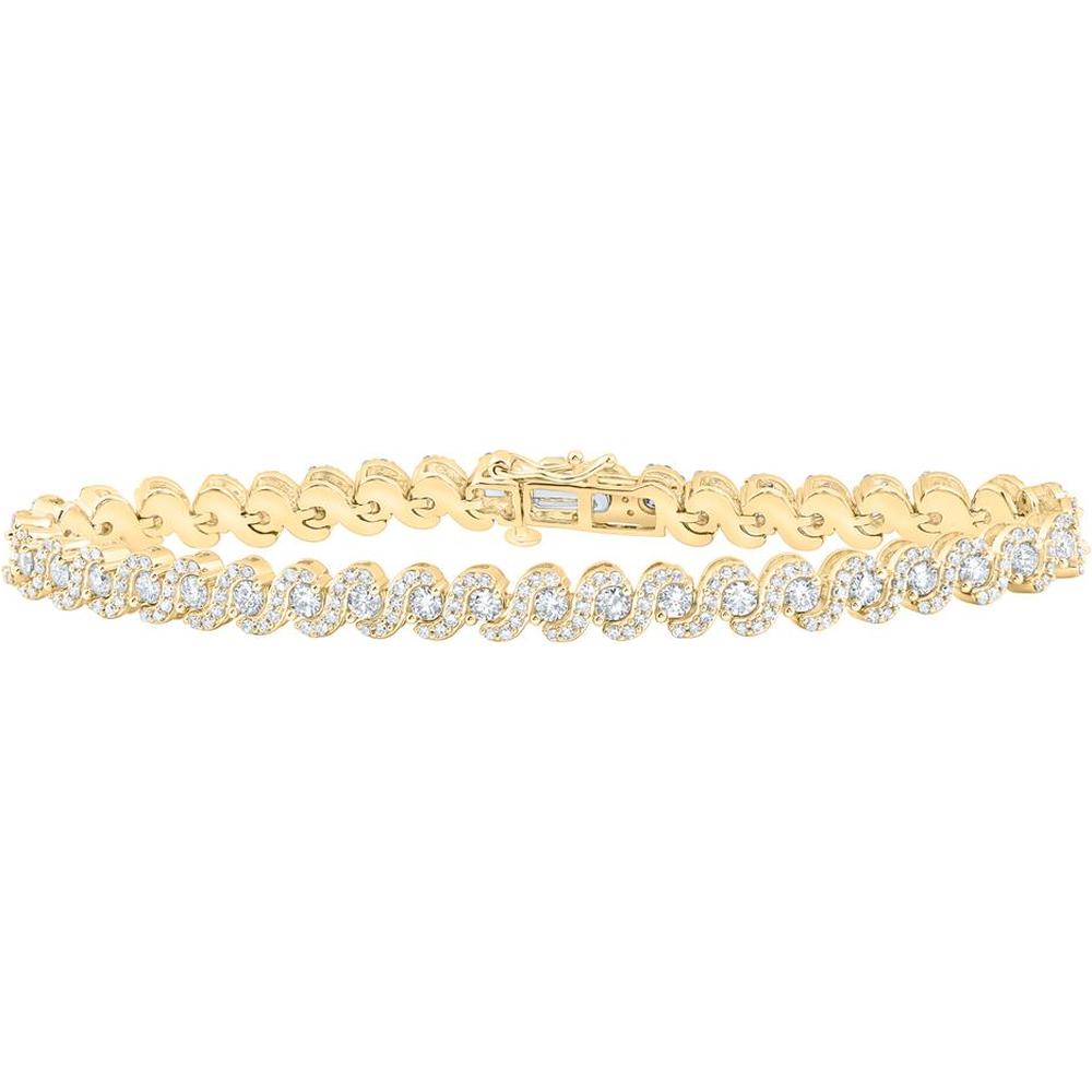 10K Yellow Gold Round Diamond Fashion Bracelet - 3.31 Carat Total Diamond Weight