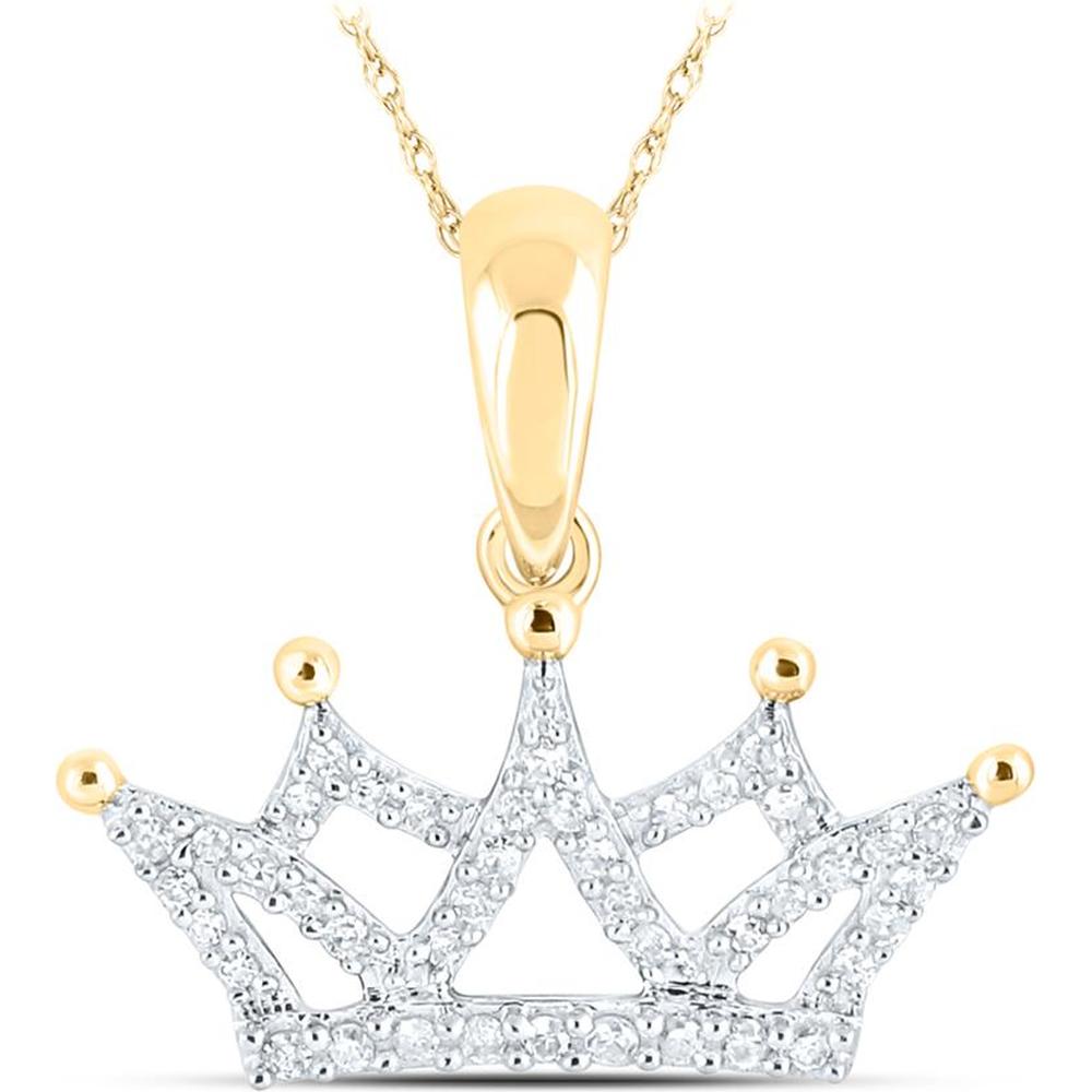 10K Yellow Gold Round Diamond Fashion Pendant - 1/6 Carat Total Diamond Weight